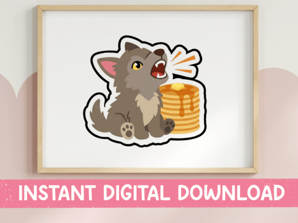 Angry Kitten with Pancakes Sticker Graphics