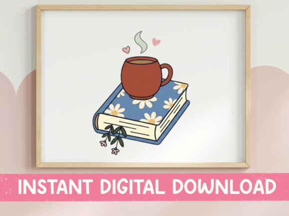 Book and Coffee Cozy Reading Sticker Graphics