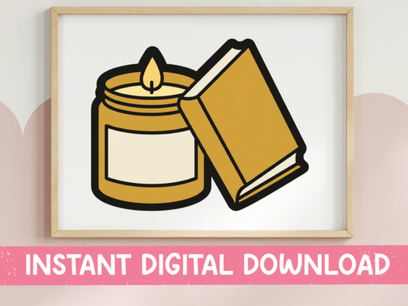 Candle and Book Cozy Sticker Design