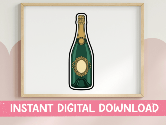 Classic Champagne Bottle Sticker Art Graphics
