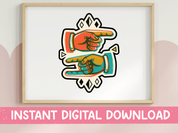 Colorful Pointing Hands Boho Sticker