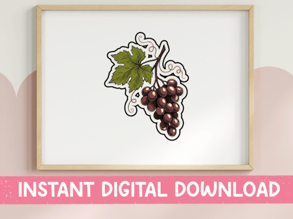 Dark Red Grape Cluster Sticker: Graphics & T-Shirt Designs