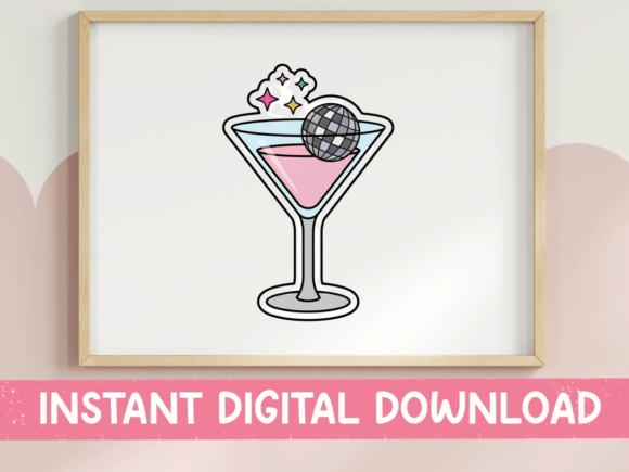 Disco Ball Martini Glass Sticker Graphics