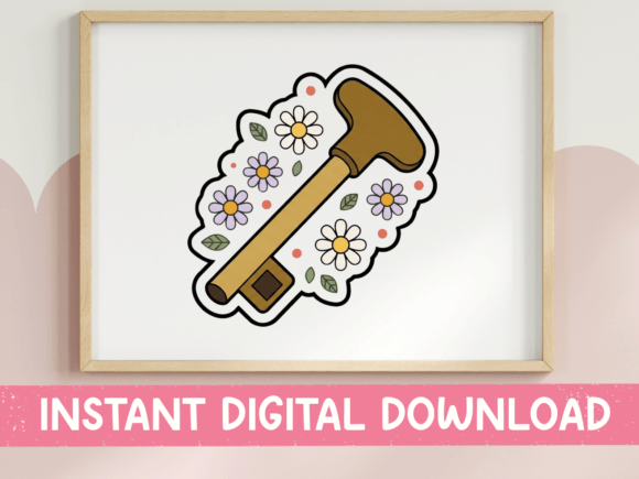 Floral Hammer Tool Sticker: Graphics for T-Shirt Designs