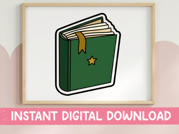 Forest Green Book Star Sticker Design: Graphics for T-Shirt Designs