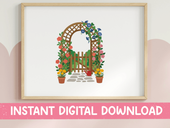 Garden Arch Gate Floral Sticker: Graphics & T-Shirt Designs