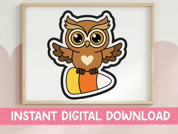 Halloween Owl on Candy Corn Sticker Graphics