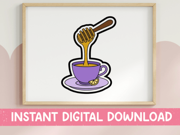 Honey Lemon Tea Cup Sticker: Graphics for T-Shirt Designs & Content Publishing
