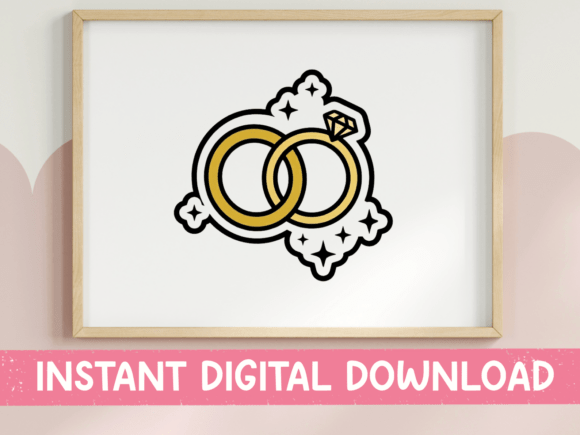 Interlocking Wedding Rings Sticker: Graphics & T-Shirt Designs