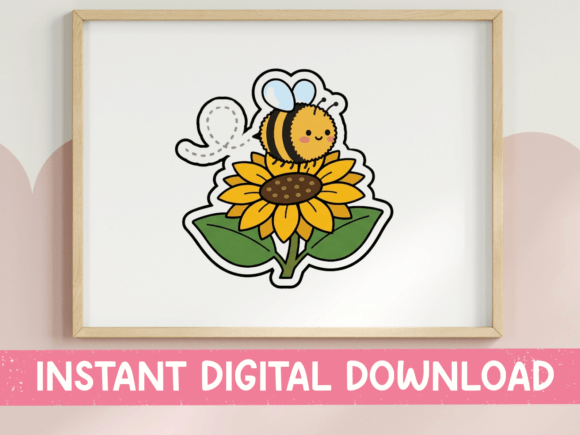 Kawaii Bee Sunflower Sticker Design