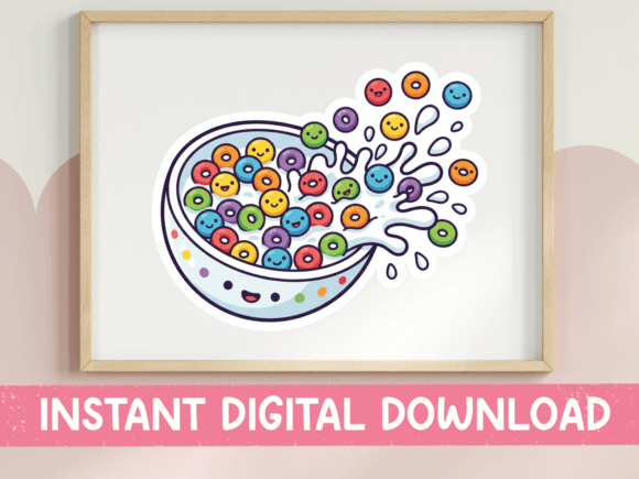 Kawaii Cereal Bowl Sticker SVG PNG