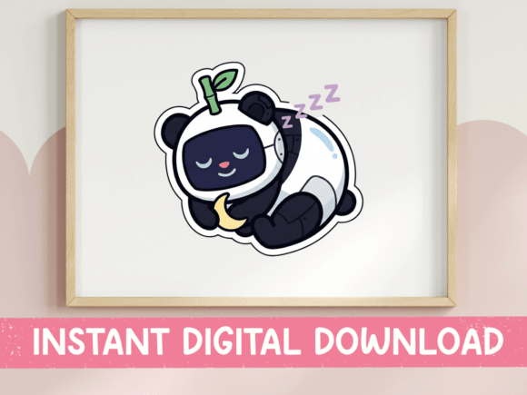 Kawaii Robot Panda Sleeping Sticker: Graphics for T-Shirt Designs