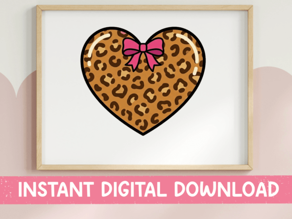 Leopard Heart Coquette Bow Sticker Graphics