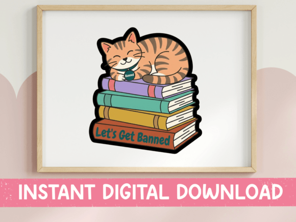 Let's Get Banned Cat Book Sticker