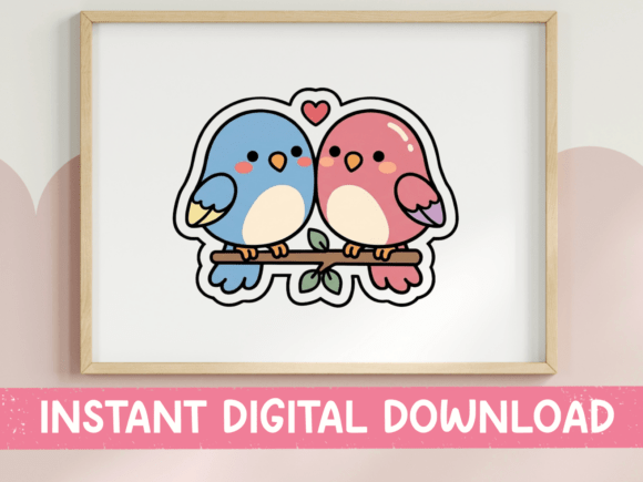 Lovebird Couple Sticker Valentine Birds Graphics