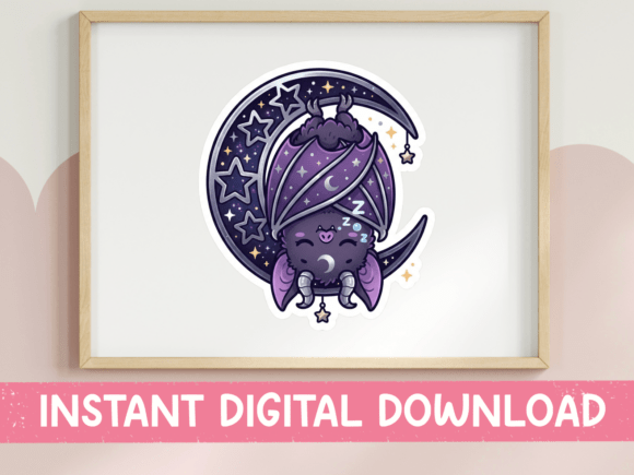 Moon Bat Mystical Witchy Sticker SVG