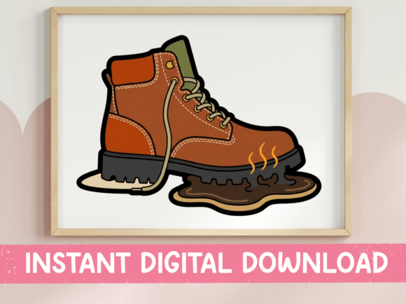 Muddy Hiking Boot Sticker Design: Graphics for T-Shirt Designs