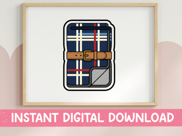 Plaid Picnic Blanket Roll Sticker: Graphics & T-Shirt Designs