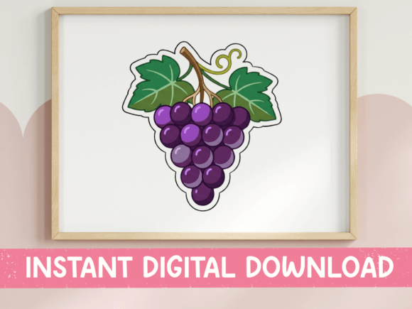 Purple Grape Cluster Sticker Design: Graphics for T-Shirt Designs