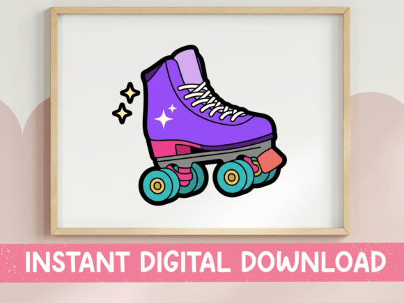 Purple Roller Skate Sticker Design: Graphics for T-Shirt Designs