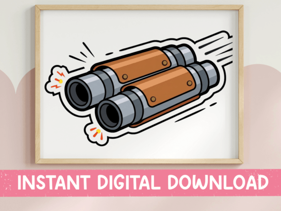 Retro Cartoon Binoculars Sticker: Graphics for T-Shirt Designs