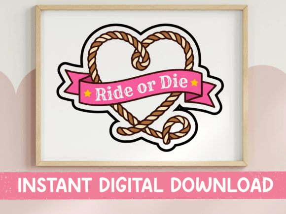 Ride or Die Rope Heart Sticker Graphics