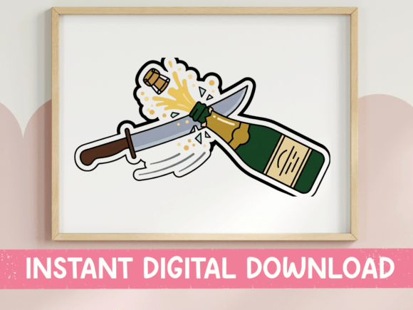Sabering Champagne Bottle Sticker: Graphics for T-Shirt Designs & Branding