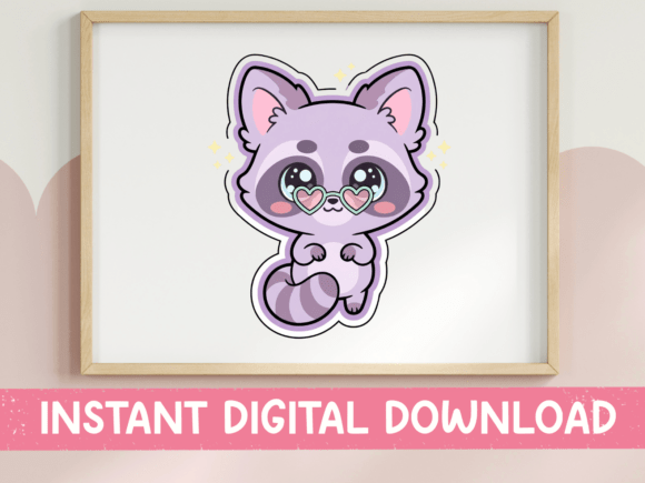 Sad Crying Raccoon Kawaii Sticker: Graphics for T-Shirt Designs & Branding