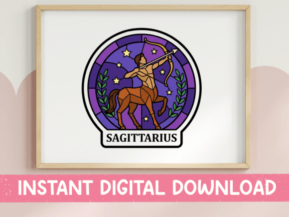 Sagittarius Zodiac Stained Glass Sticker