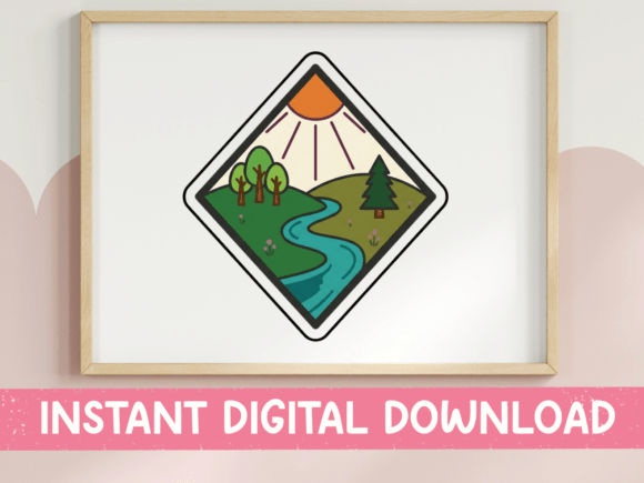 Scenic Nature Landscape Sticker Design for Graphics and T-Shirt Designs