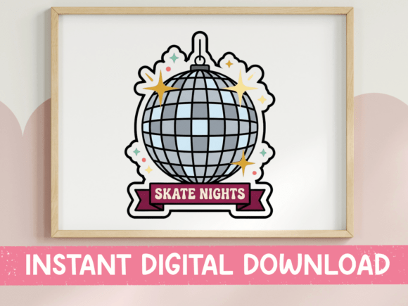 Skate Nights Disco Ball Sticker: Graphics & T-Shirt Designs