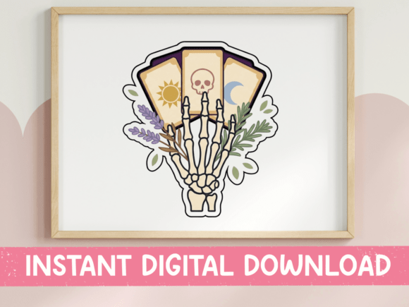 Skeleton Hand Tarot Cards Sticker