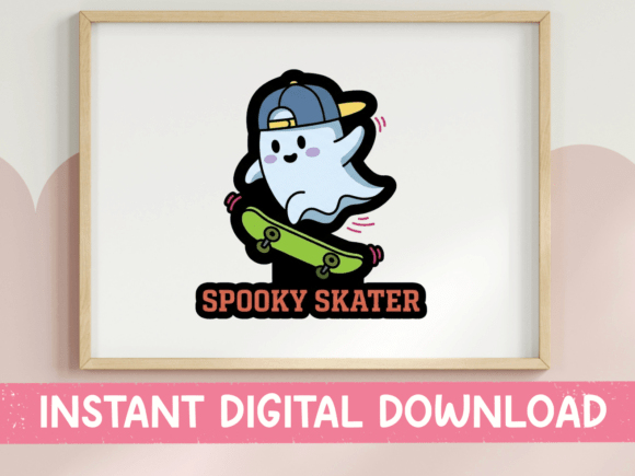 Spooky Skater Ghost Sticker: Graphics for T-Shirt Designs
