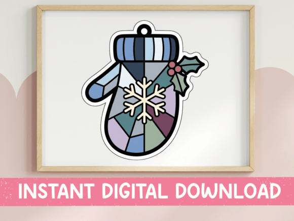Stained Glass Mitten Winter Sticker: Graphics for T-Shirt Designs