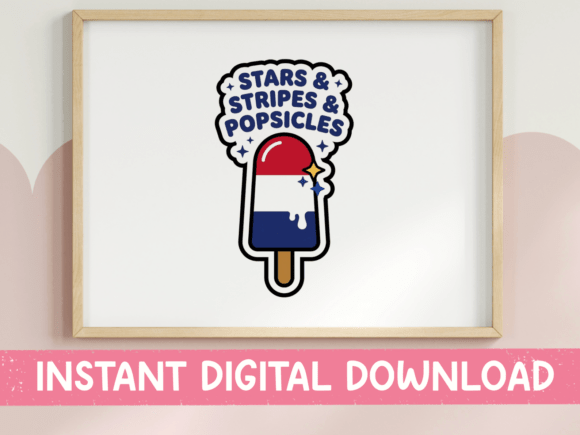 Stars and Stripes and Popsicles Sticker: Graphics for T-Shirt Designs