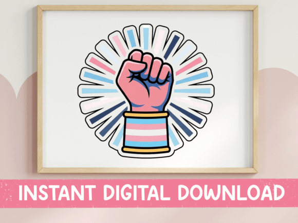 Trans Pride Raised Fist Power Sticker: Graphics for T-Shirt Designs & Branding