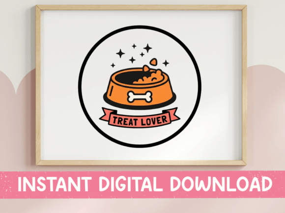 Treat Lover Dog Bowl Circle Sticker: Graphics for T-Shirt Designs