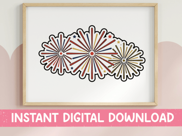 Triple Fireworks Burst Sticker Cluster: Graphics for T-Shirt Designs
