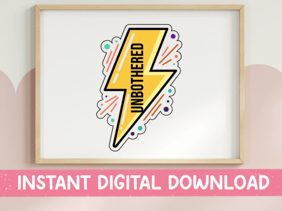 Unbothered Lightning Bolt Sticker: Graphics & T-Shirt Designs