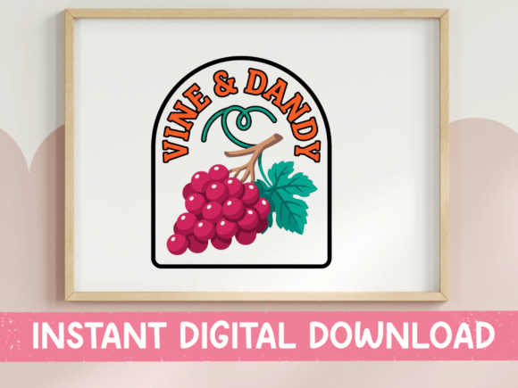 Vine and Dandy Grape Arch Badge Sticker: Graphics for T-Shirt Designs