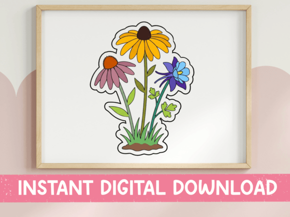Wildflower Bouquet Sticker Garden: T-Shirt Designs & Graphics