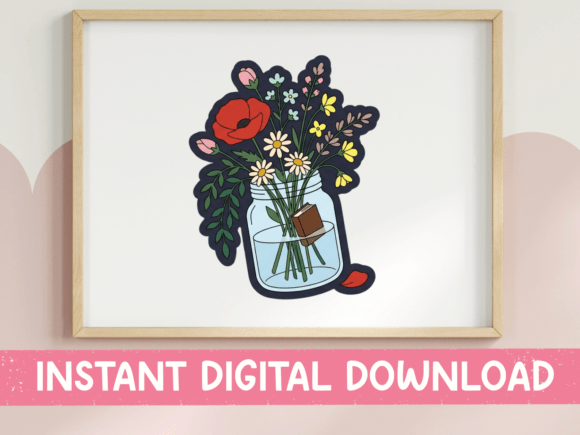 Wildflower Mason Jar Bouquet Sticker Graphics
