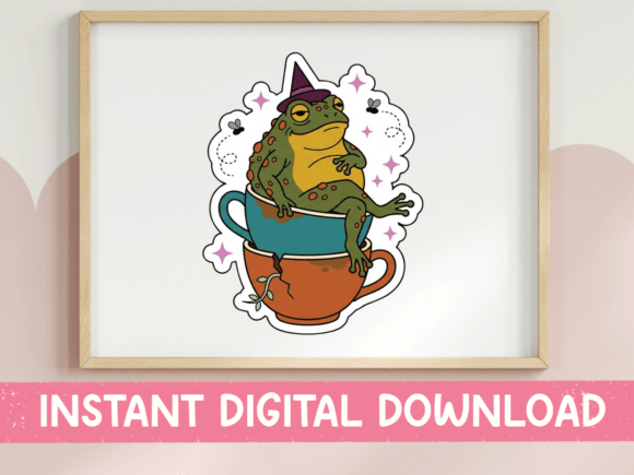 Witch Frog in Teacup Sticker