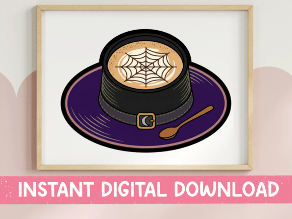 Witch Hat Latte Art Coffee Sticker: Graphics for T-Shirt Designs