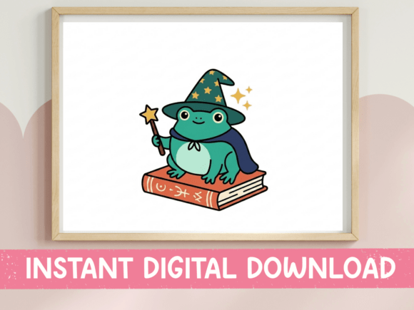Wizard Frog on Magic Book Sticker Graphics